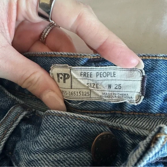 Mid Rise Destroyed Hem Jeans